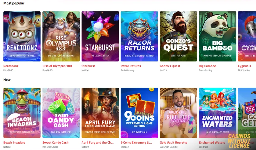 Games at Ultra Casino