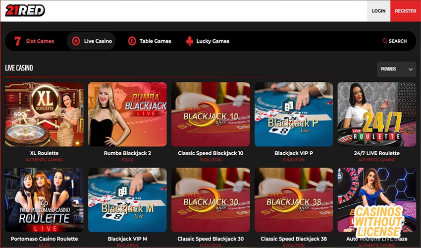 games range on the casino