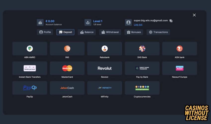 Payment methods at monixbet casino