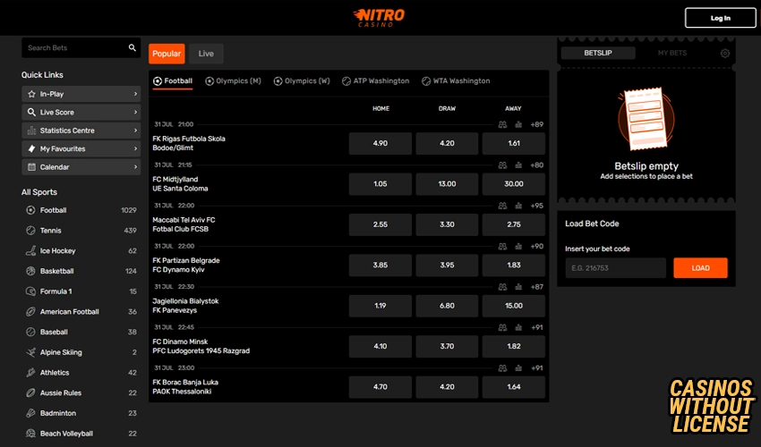 Sportsbetting at Nitro Casino