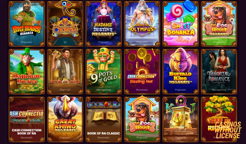 Casino Games and Providers at Chanze Gambling Site